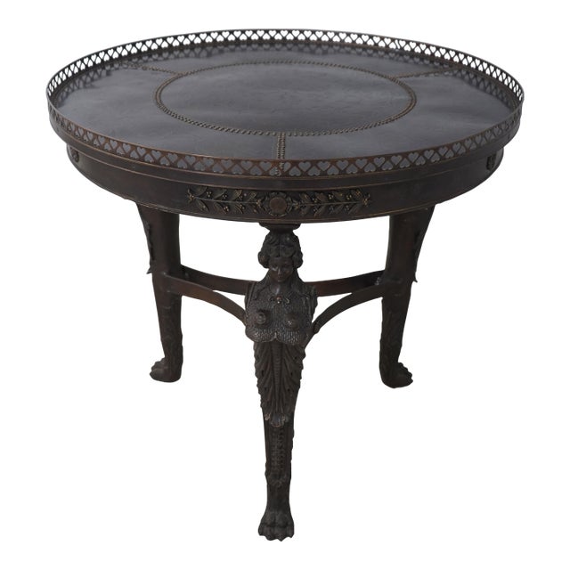 Theodore Alexander Round Bronze Base Center Table For Sale