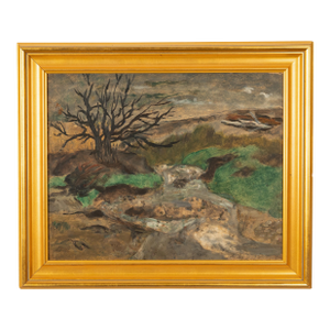 American Wpa Oil Painting High Desert Landscape Pacific Northwest Oregon by Arthur Runquist, Circa 1942
