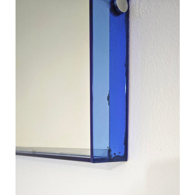 Mid-Century Modern Mid-Century Modern Crystal Art Glass Blue Wall Mirror, Italy, 1960s For Sale - Image 3 of 16