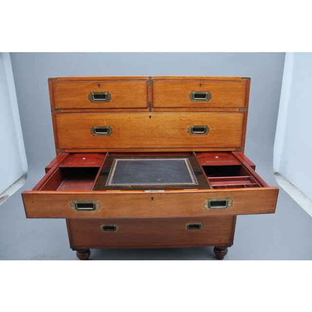 19th Century Mahogany 2-Part Military Secretaire Chest For Sale - Image 10 of 18