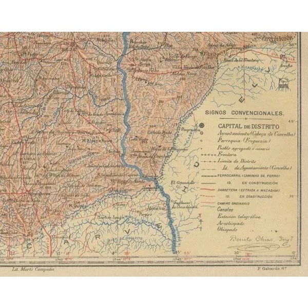 1900 - 1909 Antique Map of Alentejo, 1903 For Sale - Image 5 of 7
