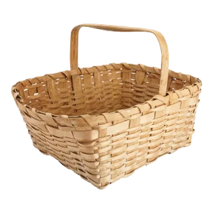 Native American Carved Loop Handle Splint Ash Basket, 1900-1920