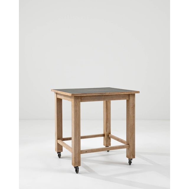 20th Century Belgian Wooden Side Table on Wheels For Sale - Image 17 of 18