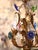 French Early 20th Century French Gilt Tole Three-Light Chandelier With Glass Flowers For Sale - Image 3 of 10