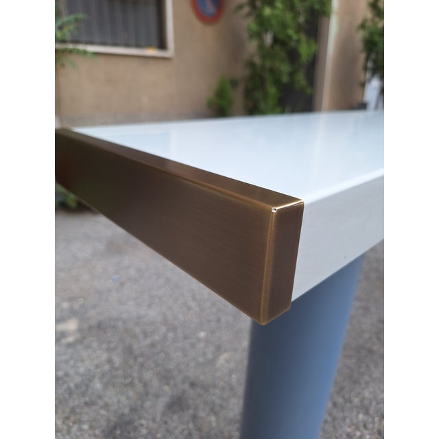 1980s Console in White Lacquer with Cylindrical Plastic Legs by Tresoldi Salvati, 1980s For Sale - Image 5 of 9