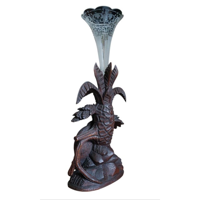 Brown Black Forest Vase Holder with Fox, 1890s-1910s For Sale - Image 8 of 9