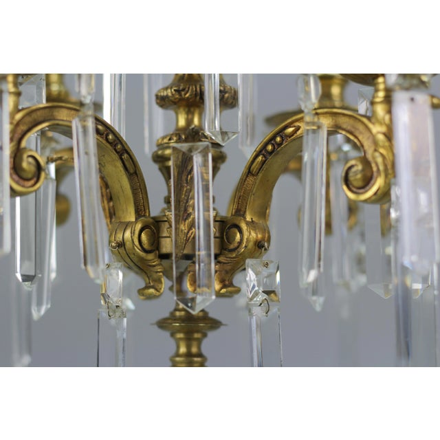 French Louis XVI Style Bronze and Crystal Candelabra Table Lamps, Set of 2 For Sale - Image 11 of 18