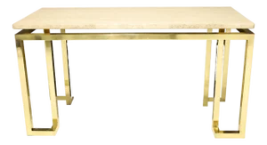 Paul M. Jones Brass and Travertine Console Table
