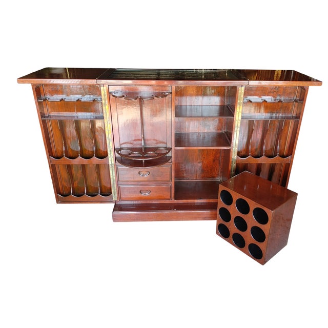 Asian Chinese Hand Carved Dry Bar Folding Flip Top 20th Century For Sale In Columbia, SC - Image 6 of 16