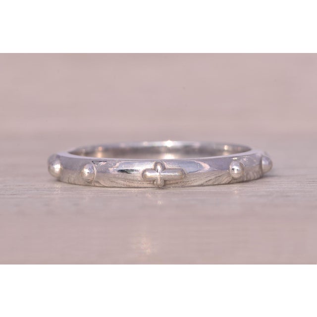 Silver The Hap: White Gold Rosary Cross Band For Sale - Image 8 of 10