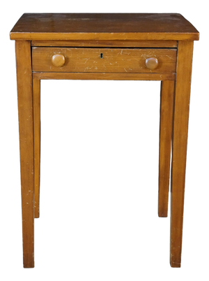 Antique Early American Sheraton Style Oak Farmhouse Side Work Table W/ Drawer