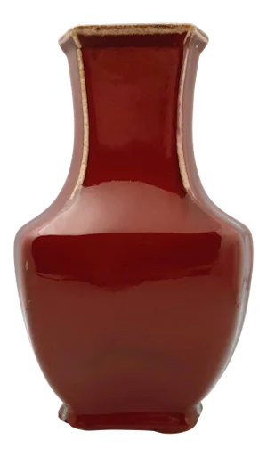 Late 19th Century Chinese Porcelain Flambe Glaze Triangular Vase