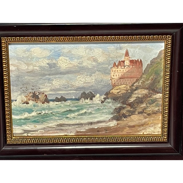 Fine early 20th. Century oil painting on academy board in museum quality frame-depicting the first San Francisco Cliff...