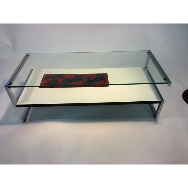 1970s Italian Modernist Tile & Laminate Chrome Frame Coffee Table For Sale - Image 5 of 10
