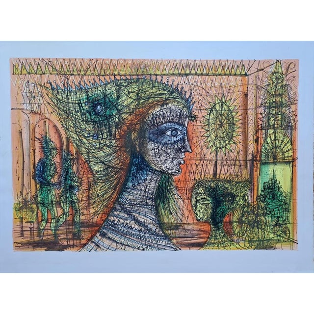 Jean Carzou (1907-2000) The Masked Queen Large lithograph, on Rives paper Sheet dimensions: approximately 57 x 77 cm Image...