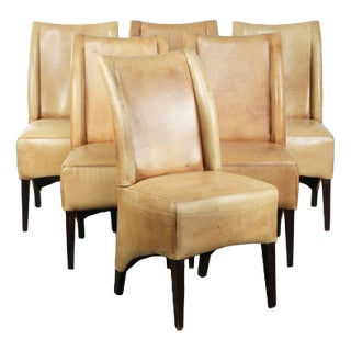Cowhide Leather Dining Chairs, Set of 6 For Sale