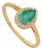 18k Gold Natural Pear Cut Emerald and Diamond Halo Engagement Ring Size 6 For Sale