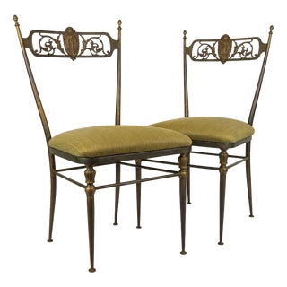 Vintage Decorative Brass Chairs, Italy, 1950s, Set of 2 For Sale