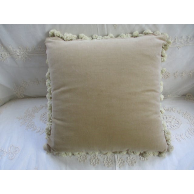 1980s Vintage French Blue and Pink Floral Petit Point & Needlepoint Accent Pillow For Sale - Image 5 of 10