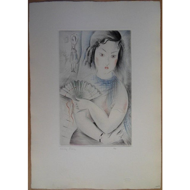 Mily Possoz, Young Girl with a Fan, Etching For Sale - Image 7 of 7