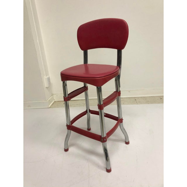 Vintage Industrial Red Metal Bar Stool by Stool Chairish