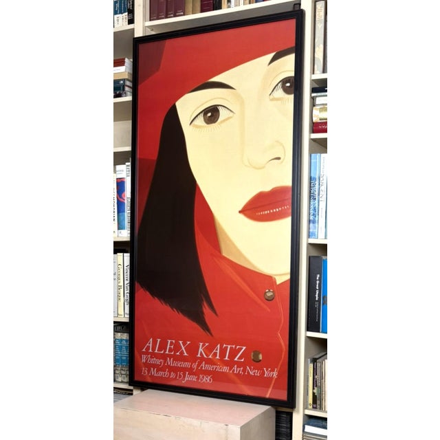 Metal Alex Katz Red Coat Monumental Original 1986 Whitney Museum Exhibition Poster, Framed For Sale - Image 7 of 9