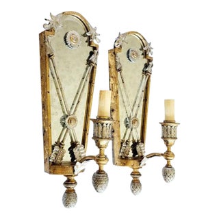 Pair of Lillian August for Currey & Company Napoli Mirrored Wall Sconces For Sale