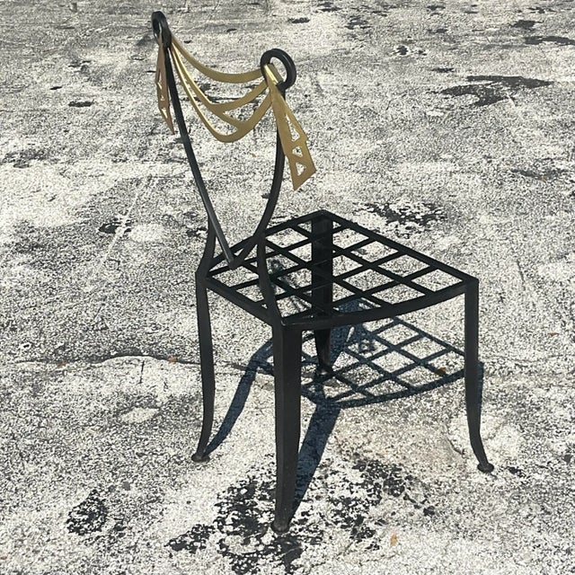 Metal Vintage Postmodern Swag Metal Chair For Sale - Image 7 of 11