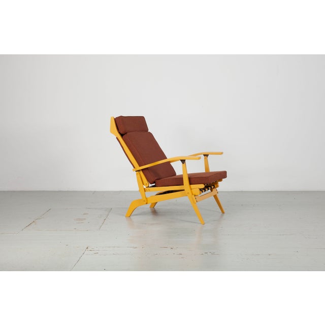 Yellow Lacquered Folding Deck Chair with Cushion, Italy, 1950s For Sale - Image 4 of 18