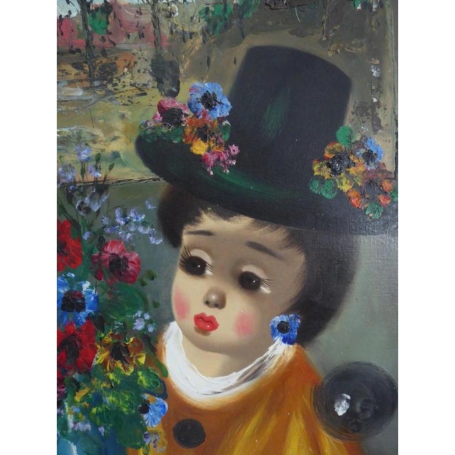 S. Reno, Portrait of Two Children, 1960s, Oil Painting on Canvas, Framed For Sale - Image 11 of 14