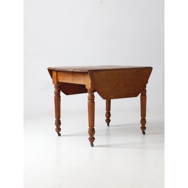 Farmhouse Antique Drop Leaf Table For Sale - Image 3 of 16