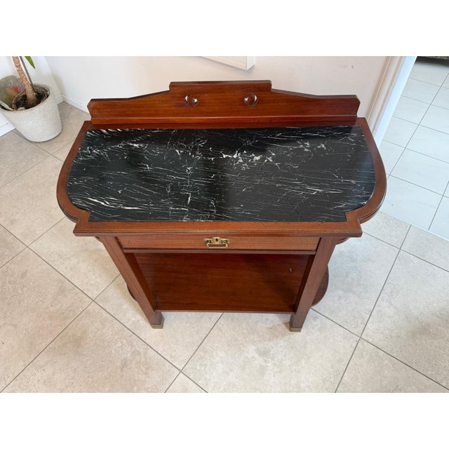 Original Art Nouveau desk, natural wood, dimensions (height x width x depth): 100 x 105 x 52 cm. For sale is an...