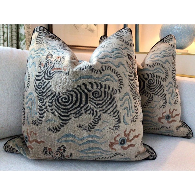 Not Yet Made - Made To Order Clarence House Pillows in Tibetan Dragon Raised Velvet - a Pair For Sale - Image 5 of 5