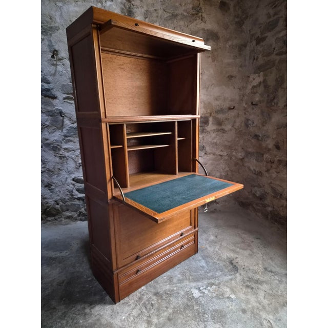 Mid-Century Modern French Modular Oak Secretary Desk with Bookcase & Vitrine from Martin Dupuis, 1950s For Sale - Image 3 of 18