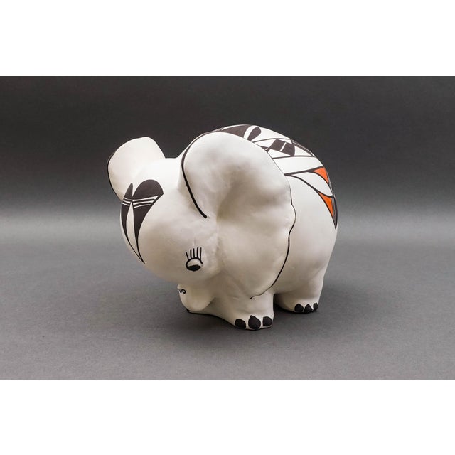 Acoma Pueblo Native American RLC Signed Vintage Elephant Pottery Figurine Effigy. Measures approximately 8 1/4" long, 6...