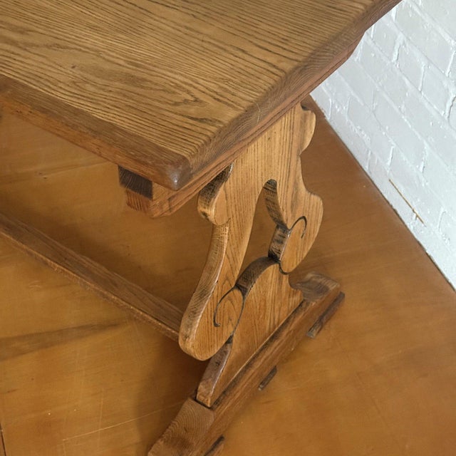 Brown Vintage Oak Console Table For Sale - Image 8 of 10