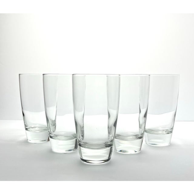 Contemporary Contemporary Modern Minimalist Clear Heavy Thick Tumbler Highball Glasses - Set of 5 For Sale - Image 3 of 6