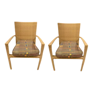 Outdoor Kettal Wicker Arm Chairs - Set of 2