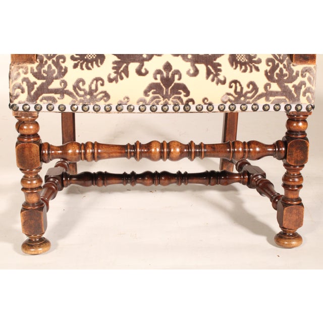 Wood Pair of Louis XIV Style Walnut Armchairs With Lion Carved Arms For Sale - Image 7 of 12