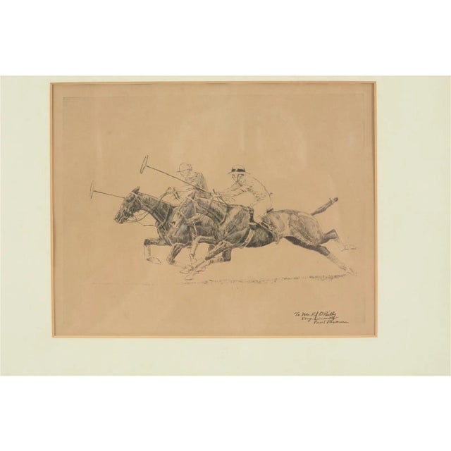 Traditional Paul Brown 2 Polo Players Charging Down the Field Drypoint Etching For Sale - Image 3 of 4