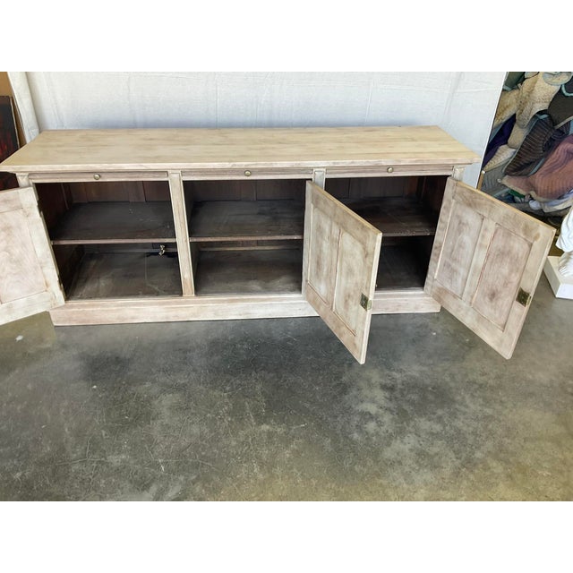Wood 19th Century Bleached Walnut Store Display Counter Cabinet With Raised Panels For Sale - Image 7 of 13