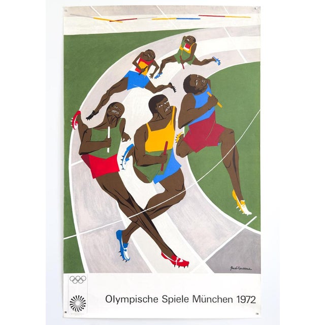 Green Munich Olympic Games Poster by Jacob Lawrence, 1972 For Sale - Image 8 of 9