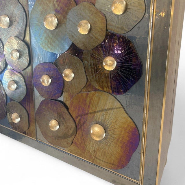 Gold Murano Glass Water Lily Cabinet For Sale - Image 8 of 12