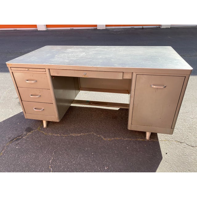 Vintage Mid Century Metal Tanker Desk For Sale - Image 13 of 13