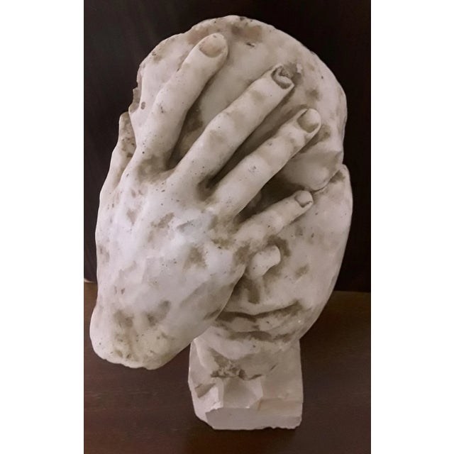 Vintage Marble Sculpture on Limestone Base, 1970s For Sale - Image 9 of 10