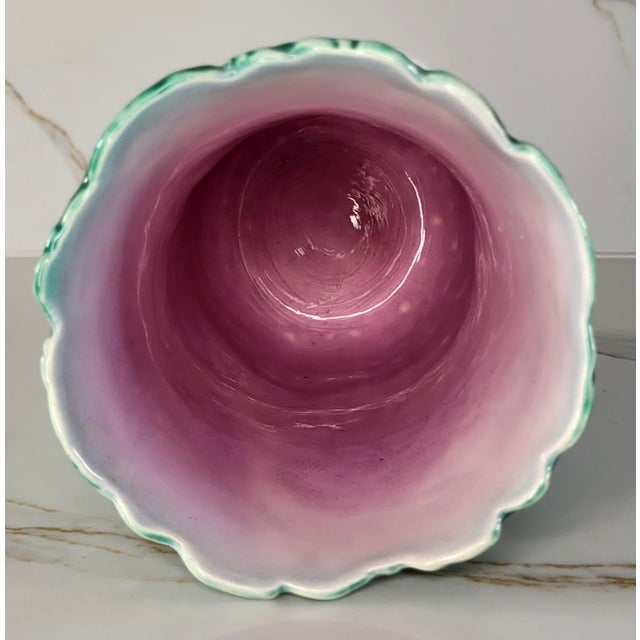 Majolica Late 19th Century Majolica Turquoise Celery Vase For Sale - Image 4 of 11