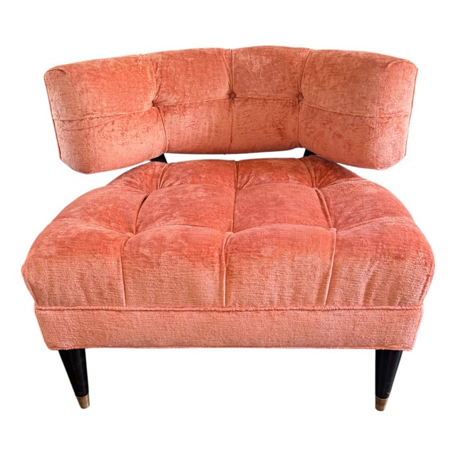 Mid Century Modern Billy Haines Tufted Velvet Lounge Chair For Sale