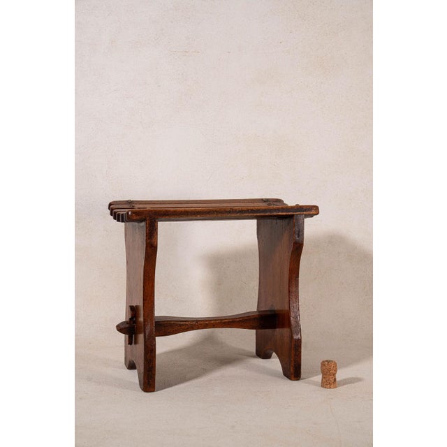 1940s English Oak Slatted Stool For Sale In Charleston - Image 6 of 6