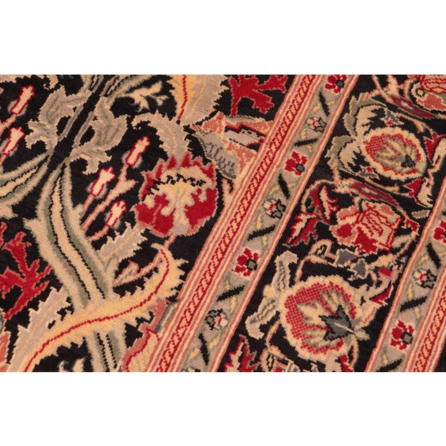 1990s Ikat Floral 1990's Pak-Persian Black/Red Wool Rug - 6'0'' X 9'5'' For Sale - Image 5 of 9