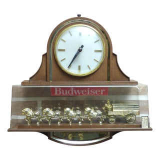 Budweiser Horses Sign with Clock, USA, 1970s For Sale